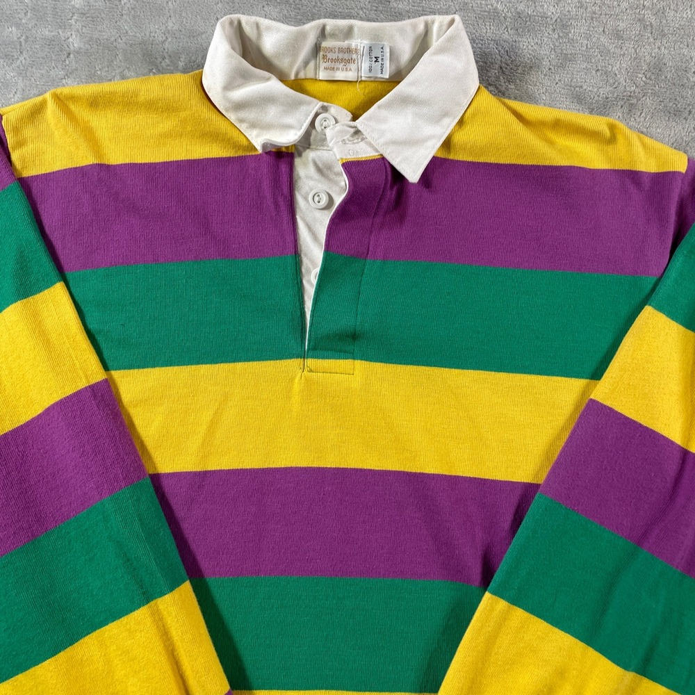Vintage Brooks Brothers Brooksgate Rugby Shirt Mens Medium Colorful Striped USA - Picture 3 of 10